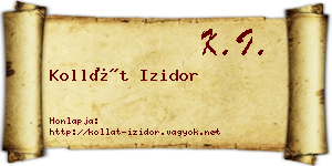 Kollát Izidor névjegykártya